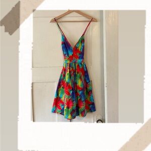 Zara Trafaluc Collection Vibrant Palm Print Dress (New Without Tags)